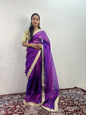 Beautiful Collection Printed Banarasi Pure Silk Saree(Purple)