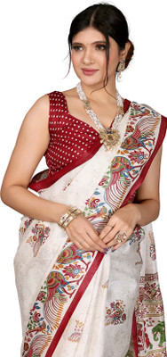 Priyashi Floral Print Bollywood Art Silk Saree(Red)
