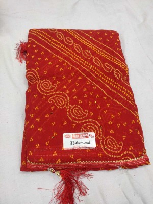 Shiv Shakti Printed Bandhani Polyester Saree(Red)