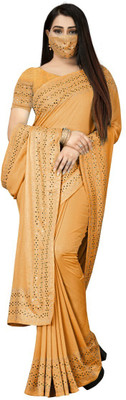 pUNYATHA CREATION Self Design, Solid/Plain Chanderi Art Silk Saree(Mustard)