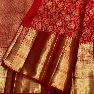 MIRMAN Woven Banarasi Pure Silk Saree(Red)