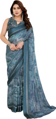 Meet Trendz Printed Bollywood Georgette Saree(Blue)