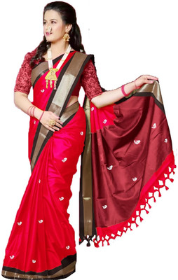 Shruti Bandhani Woven Kanjivaram Cotton Silk Saree(Red)