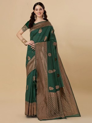 PARAMPARA CREATION Woven Kanjivaram Pure Silk Saree(Green)