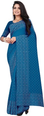 HARIOM CREATION Embellished Daily Wear Georgette Saree(Light Blue)