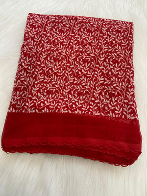 bhavika silk mills Floral Print Daily Wear Georgette Saree(Red)