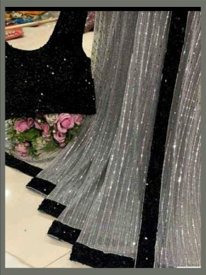 JP STORES Embellished Bollywood Net Saree(Grey)