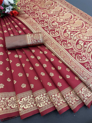 YASHIKA Woven, Printed Banarasi Cotton Silk, Jacquard Saree(Maroon)