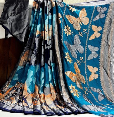 Hensi sarees shop Self Design Kovai Chiffon, Art Silk Saree(Light Blue)