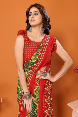 YASHIKA Printed Bollywood Georgette Saree(Red)