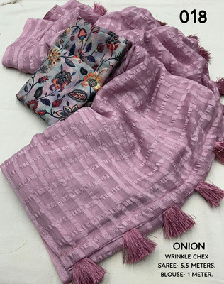 Dhanlaxmi CreationLLP Dyed, Checkered Handloom Chiffon Saree(Purple)
