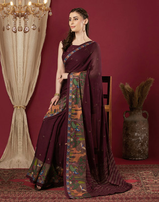 Tasrika Floral Print, Animal Print Bollywood Georgette Saree(Purple)