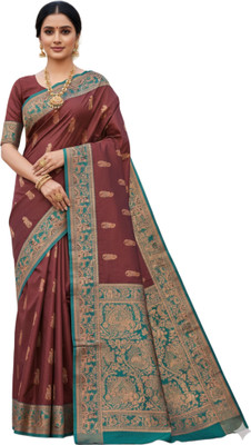 Rajeswari Boutiques Paisley Baluchari Pure Silk Saree(Maroon)