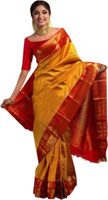 JATADHAR FAB Self Design Sambalpuri Jacquard Saree(Yellow)