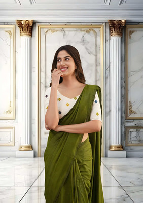 PalSaree Solid/Plain Handloom Khadi, Pure Cotton Saree(Yellow)