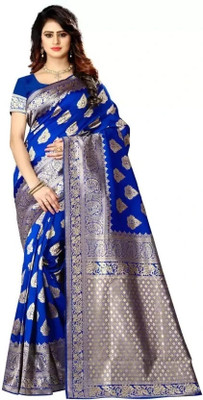 Samai Woven Kanjivaram Pure Silk Saree(Blue)