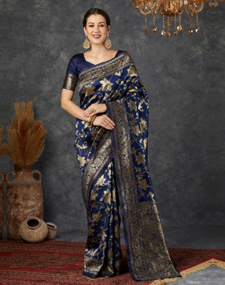 SATQ Woven, Self Design, Embellished Banarasi Art Silk, Jacquard Saree(Light Blue)