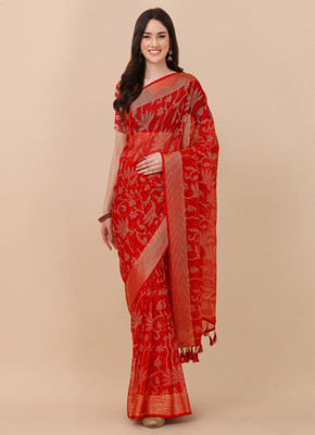 Divastri Printed Bollywood Chiffon Saree(Red)