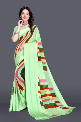 GEETABA FASHION Printed Daily Wear Satin Saree(Light Green)