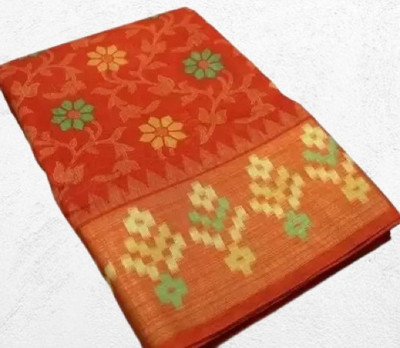 Suali Printed Mysore Pure Silk Saree(Orange)
