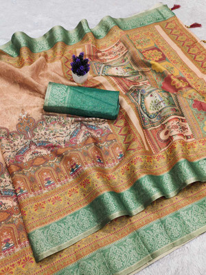 VASTUKALA Woven Kanjivaram Pure Silk, Art Silk Saree(Pink, Orange)