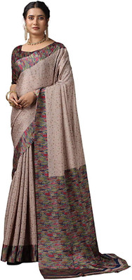 A V M PRINTS Printed Daily Wear Crepe Saree(Brown)