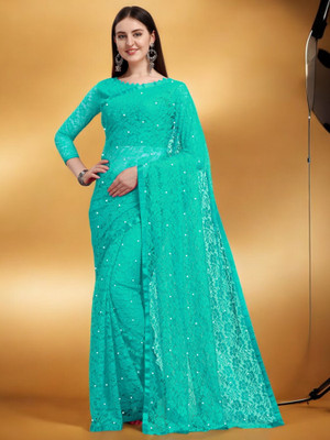 Nexafashion Self Design Bollywood Brasso Saree(Blue)