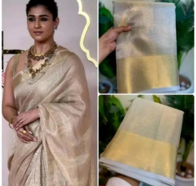 Haniya creation Woven Banarasi Tissue Saree(Multicolor)