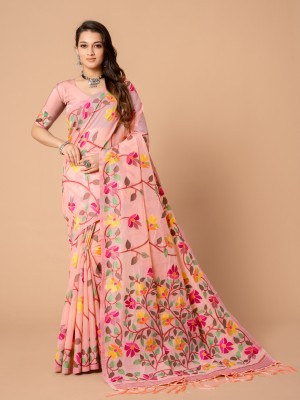 WISHLIST Digital Print Bollywood Cotton Blend Saree(Pink)