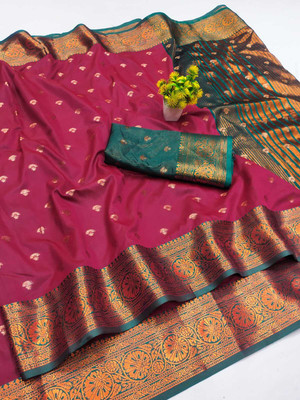 Aika Woven Banarasi Pure Silk Saree(Pink)