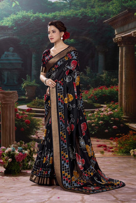 Divastri Printed Bollywood Crepe Saree(Multicolor)