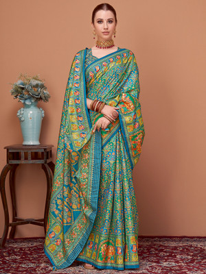 Sareemall Printed Banarasi Viscose Rayon Saree(Blue)