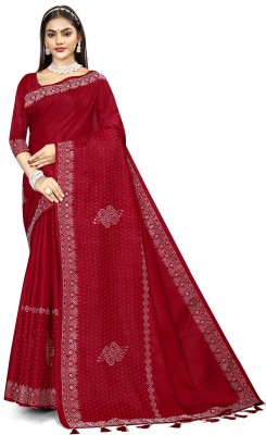 kanha creation Embellished Bhagalpuri Pure Silk Saree(Maroon)