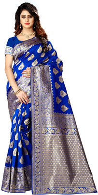 keavami fashion Self Design Kanjivaram Jacquard Saree(Light Blue)