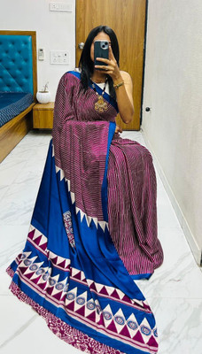 Saraswati Fab Printed Kalamkari Jacquard Saree(Purple)