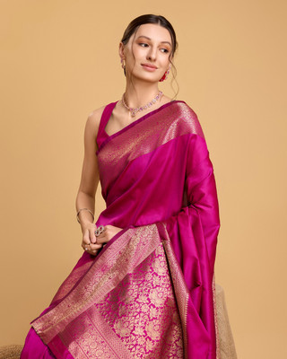 SUDIPTA Woven, Self Design, Embellished Kanjivaram Pure Silk Saree(Pink)