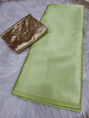 Arpita Fashion Solid/Plain Bollywood Satin Saree(Light Green)