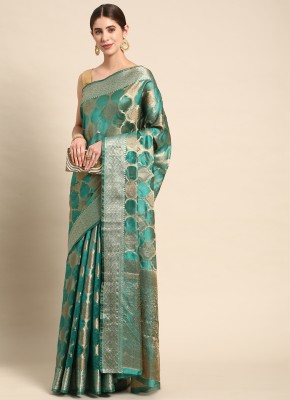 Divastri Woven Kanjivaram Organza Saree(Green)