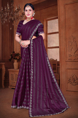 saaree Printed Bandhani Georgette Saree(Purple)