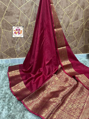 joytika Solid/Plain Banarasi Cotton Silk Saree(Maroon)