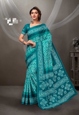 RAGISHA ENTERPRISE Digital Print Daily Wear Cotton Linen Saree(Light Blue)