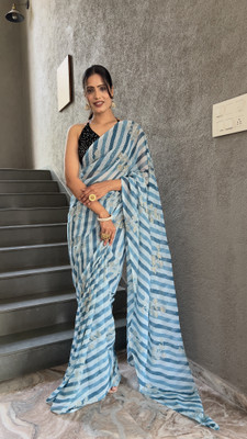 Clemira Embellished Bollywood Georgette Saree(Light Blue)