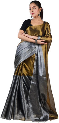 Shaw Creation Self Design Handloom Handloom Tissue Saree(Gold, Silver)