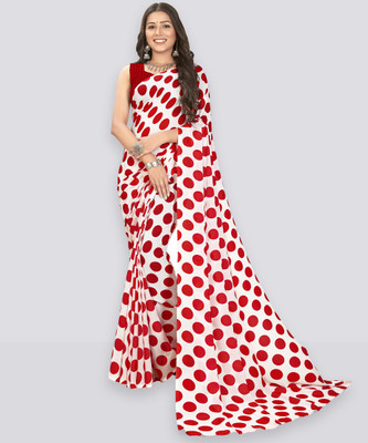 Anand Sarees Polka Print Daily Wear Georgette Saree(Red)