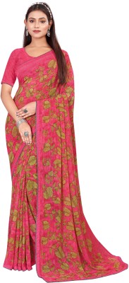 Ridham fashion Embroidered Bollywood Georgette Saree(Pink)