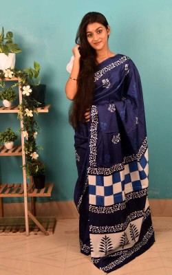 Aanchal Self Design, Woven Tant Pure Silk Saree(Dark Blue)