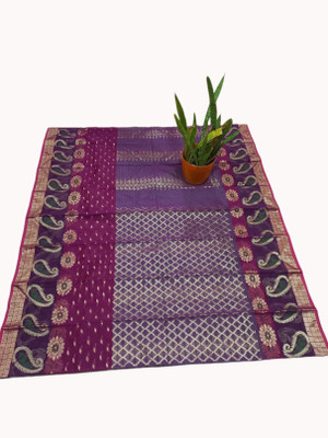 tdandsons Woven, Self Design, Embellished Bollywood Silk Blend Saree(Magenta)