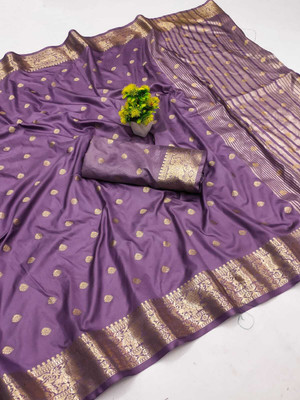 SATVASHIV Woven Banarasi Pure Silk Saree(Purple)