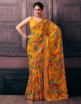 STYLEVEDA Striped Bollywood Georgette Saree(Multicolor)