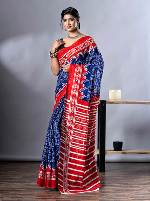 NaiNath Fab Printed Handloom Pure Cotton Saree(Multicolor)